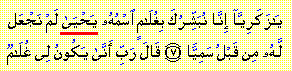 "O Zakariya! We give thee good news of a son: His name shall be Yahyâ: on none by that name have We confered(?) distinction before." [Qur'an 19:7] 